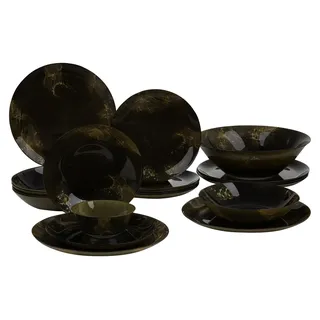 Luminarc Metavox 19-teiliges Essservice für 6 Personen - Schwarz, Gold