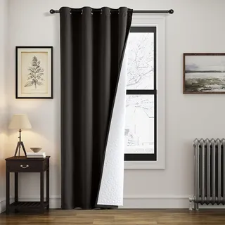 MIULEE Thermovorhang Kälteschutz mit Gestepptem Futter, Schwarz Doppellagige Thermo Vorhang Gegen Kälte Haustür Tür Innen Winter Kälteschutzvorhang, Blickdicht Türvorhang Kälteschutz Wärmevorhang