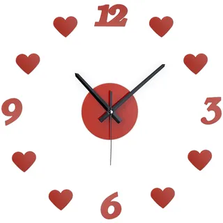 Relaxdays 3D-Wanduhr 50 cm rot