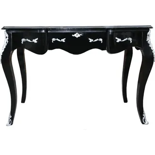 Casa Padrino Luxus Barock Sekretär Schwarz/Silber  120 x 80 x 58 cm - Damen Schreibtisch