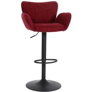 Mendler Barhocker HWC-M67, Drehstuhl Barstuhl, mit Armlehne Fußablage drehbar Stoff/Textil Eisen FSC® ~ bord