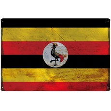 Blechschild Wandschild 20x30 cm Uganda Fahne Flagge