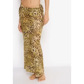 Meshrock LSCN BY LASCANA, Damen, Gr. 40, leopard print, Netz, Obermaterial: 95% Polyester, 5% Elasthan, bedruckt, figurbetont knöchellang, Röcke Meshrock, in Maxilänge mit Animaldruck