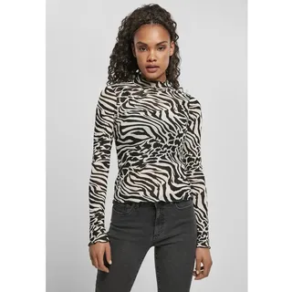 Urban Classics Turtleneck Top Aop Mesh Big Langarmhemd - White / Black - 4XL