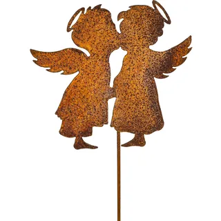 Blümelhuber Kleines Engelpaar Edelrost Gartenstecker - Rost Deko Figuren für den Garten, den Balkon oder die Haustüre - 60 cm