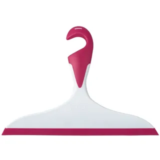 WENKO Badezimmerwischer Loano Pink - Duschabzieher, mit Haken, Kunststoff (TPR), 23 x 17 x 2.5 cm, Pink, rosa