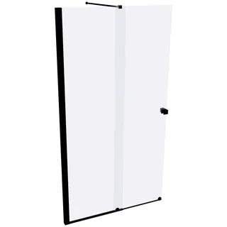 HÜPPE Xtensa pure Walk-In Gleittür 1-teilig, mit festem Segment, Breite:110cm, Anschlag links, Querbügel, XT0102123321, Duschkabine: Profilfarbe Black Edition Glas ESG klar