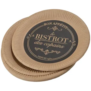 Homéa, Set mit 10 Tellern aus Kraftpapier, Durchmesser 18 cm, Bistro