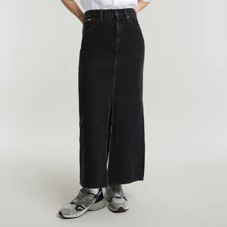 Maxirock G-STAR "Viktoria Long Skirt wmn", Damen, Gr. 29, schwarz (worn in schwarz obsidian), Web, Obermaterial: 100% Baumwolle, straight fit lang, Röcke Maxirock, im Jeans-Look