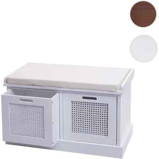 Sitzbank HWC-J49, Polsterbank Garderobenbank, Kissen Aufbewahrungsboxen Staufach 47x75x40cm ~ weiß,