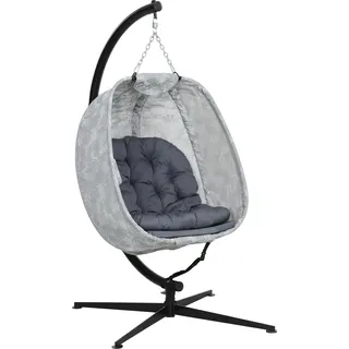 Fortuna Lai Eiförmiger Hängesessel für den Außenbereich, Faltbar Hängeschaukel mit Gestell, Sitzpolstern, Hängematte für 1 Personen, Schaukelsessel Indoor Outdoor, Terrasse, Garten, Grau - Grau