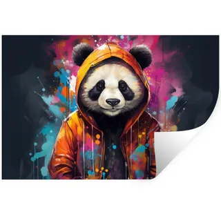 MuchoWow Wandtattoo Panda - Jacke - Graffiti - Orange 120x80 cm , Kunststoff , 120x80x0.1 cm , Tapeten & Wandverkleidungen, Wandtattoos & Sticker