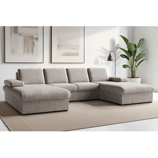 Wohnlandschaft SIT & MORE "Moreno U-Form, B: 309 cm", grau (taupe), B:309cm H:82cm T:171cm, 100% Polyester, Sofas, Wohnlandschaft, mit Armteilverstellung, optional Bettfunktion
