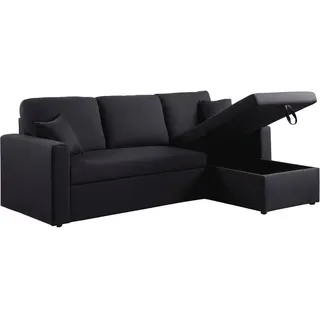 Habitat et Jardin Habitat Garten Ecksofa alain Schwarz , Textil , 221x145 cm , Wohnzimmer, Sofas & Couches, Wohnlandschaften, Ecksofas