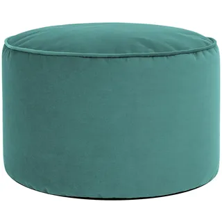 Icon Milano Samt Sitzsack Hocker mit Füllung, Blaugrün | In Deutschland Hergestellt, Sitzsack Pouf Hocker, Flauschiger Samtstoff, Fußhocker für das Wohnzimmer und Schlafzimmer