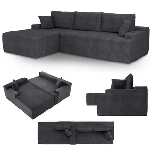 Juskys Sofa Coredo mit Cord Bezug - Dekokissen - Dunkelgrau