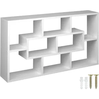 tectake Wandregal Kassandra, 85 x 48 x 16 cm, weiß , Weiß , Holz , Rechteckig , 48x16x85 cm , Wohnzimmer, Regale, Wandregale