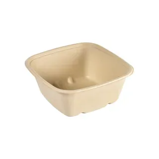 DUNI BioPak Lunchbox Cube Bowl, Bagasse, eckig, Praktische Menübox aus Zuckerrohrfasern, 1 Karton = 4 Beutel à 40 Stück, 1200 ml