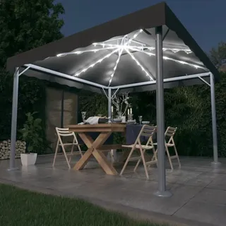 The Living Store Pavillon mit LED-Lichterkette 300x300 cm Anthrazit Aluminium - Grau