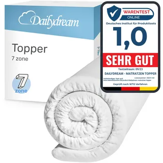 Dailydream Matratzen Topper 80x200cm | Komfortschaum | 6cm hoch | Edition 7-Zonen, Model M/L | hart | Zertifiziert & ergonomisch für unbequeme Matratze & Gästebett | Mattress Topper 80x200