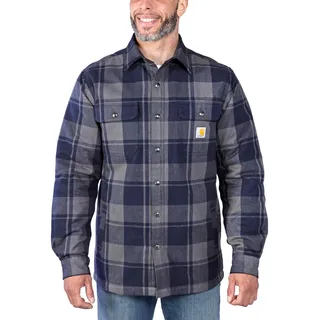 CARHARTT Flannel Sherpa, Textiljacke - Dunkelblau/Hellgrau - XXL