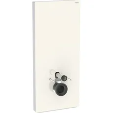 Geberit Monolith PLUS Sanitärmodul für Wand-WC, 114cm, Wasseranschluss hinten mittig, mit Anschlussstutzen, Farbe: Glas sand-grau / Aluminium