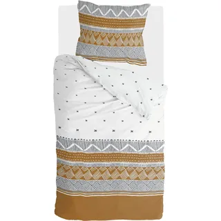 Walra Bettwäsche Ikat Dreams Weiß / Cognac - 135x200 cm - Weiß