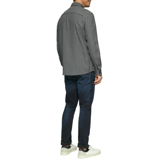 Karohemd S.OLIVER, Herren, Gr. XL, N-Gr, schwarz-weiß (schwarz, weiß), Web, Obermaterial: 100% Baumwolle, kariert, regular fit Po-bedeckend, ohne Ausschnitt, Manschette, Hemden Karohemd, mit Karo Muster