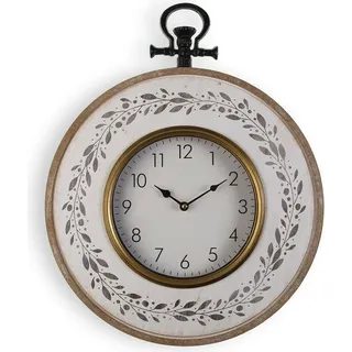 Versa Metz Dekorative Wanduhr für die Küche, el Wohnzimmer, el Esszimmer oder Schlafzimmer, , Maße (H x B x T x H) 50 x 6,5 x 40 cm, MDF Holz und Metall, Farbe Weiß und Braun - Braun