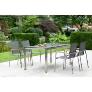 Niehoff Set Urban, Noove - Das Set besteht aus: 1x Tisch Urban Edelstahl, 4 x bzw. 6 x Stapelsessel Noove.