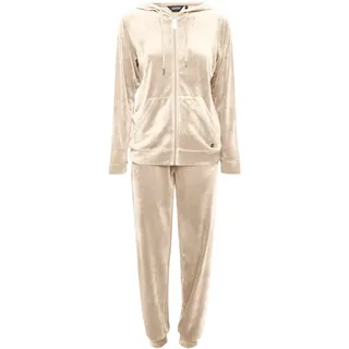 Longsweatshirt OXMO "Jogginganzug OXMitta", Damen, Gr. S, beige (cement), Obermaterial: 95% Polyester PES. 5% Elasthan EL., Sportanzüge Longsweatshirt