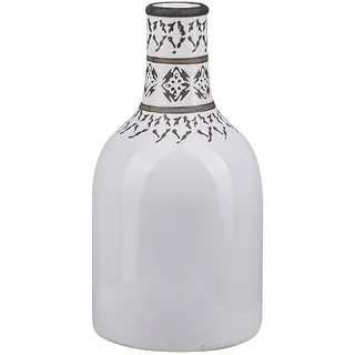 BELIANI Blumenvase Weiß und Schwarz Steinzeug mit dekorativem Muster Deko Accessoires Wohnzimmer Schlafzimmer Flur Eingangsbereich Kamin - Weiß, Schwarz