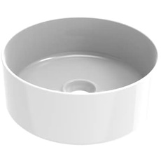 ERCOS Runder Keramik Aufsatzwaschtisch, Badezimmer Waschbecken Farbe Weiß Glänzend, ohne Überlauf, Größe Durchmesser 410 mm