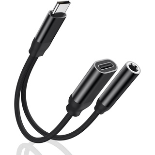 Kopfhörer Adapter und Laden, USB C zu 3.5mm Klinke Aux Audio Adapter [2 in 1] Schnellladung Geflochtenes Kabel Konverter für Samsung S22/S20+/Note 20,Huawei Mate40/30/P40