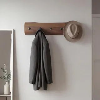 Licht-Erlebnisse Wandgarderobe aus Holz mit Haken – Handgemachte Garderobe für Flur und Diele – Garderobe Massivholz – B:49,5 cm – Rustikaler Landhausstil – Naturprodukt – Unikat