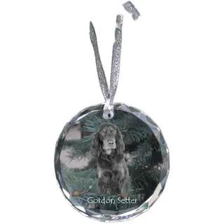 Gordon Setter, Schottischer Setter - Kristallkugel mit Foto, Hundebild im Kristall, personalisierter Christbaumschmuck von Art-Dog.