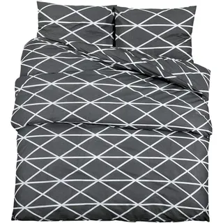vidaXL Bettwäsche-Set Grau 200x220 cm Baumwolle - Grau
