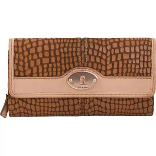 Damen Geldbörse Fossil Leder Geldbörse Maddox 24 Clutch Sattelbraun