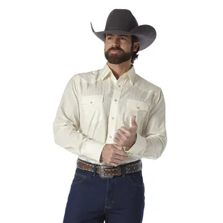 Wrangler Herren Sport Western Two Pocket Langarm Snap Shirt, Helles Hellbraun, Mittel
