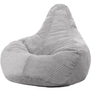 I.C.O.N. Icon Dalton Sitzsack, Grau, Sitzsack Sessel, Cord Sitzsack, Sitzsack Erwachsene mit Füllung, Lounge Sessel, Sitzsack Schlafzimmer, Sitzsack Wohnzimmer