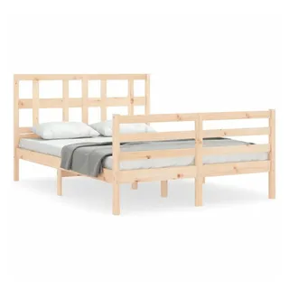 vidaXL Massivholzbett mit Kopfteil 120x200 cm