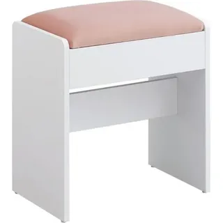 Gepolsterter Hocker/Stuhl VELVET für Schminktisch, 45×45×28,6 cm, weiß/rosa - Weiß