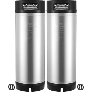 Vevor Corny Keg, 19 L Ball Lock Keg, SUS304 Cold Brew Kegs Fass Eimer mit zwei Gummigriffen & robustem Gummiboden, Brauausrüstung für Heimbraupartysv Bar Bistro Restaurant Café, 2 Stk.