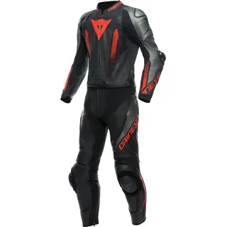 Dainese Laguna Seca 5 S26, Lederkombi 2tlg. - Schwarz/Grau/Neon-Rot - 52