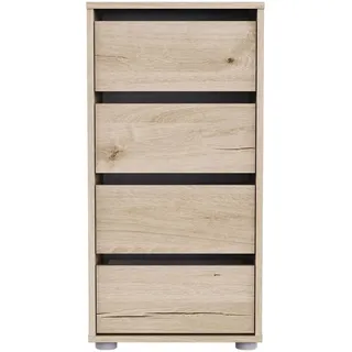 Schubkastenkommode DEMEYERE GROUP, dunkel eiche royal, B:40cm H:76,3cm T:39,6cm, Spanplatte, Sideboards, Schubkastenkommode