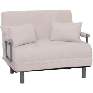Mendler Schlafsessel HWC-K29, Klappsessel Schlafsofa Gästebett, Liegefläche 190x100cm, Stoff Cord (330g/m2) ~ creme-weiß