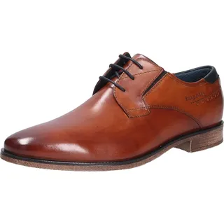 Bugatti Herren Business Halbschuh aus Leder, Nachhaltiger Derby im Used-Look, Cognac, 47 EU