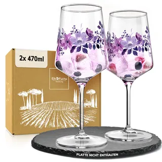 ElbFuchs® Aperitifgläser (2x470 ml) Serie Violet Veil [GESCHENKIDEE] Spülmaschinenfest & robust, Bunte Wein- und Cocktailgläser beliebt für Spritz-Getränke, Hugo, Negroni, Limoncello, u.v.m.