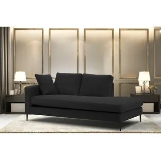 Home Affaire Recamiere »Cozy Chaiselongue, Maße B/T/H: 195/97/80 cm« mit losen Kissen und Metallbeinen, Armlehne links oder rechts wählbar, schwarz