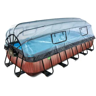 EXIT TOYS EXIT Wood Pool Braun 540 x 250 x 100 cm inkl. Filterpumpe, Poolleiter, Reparaturset